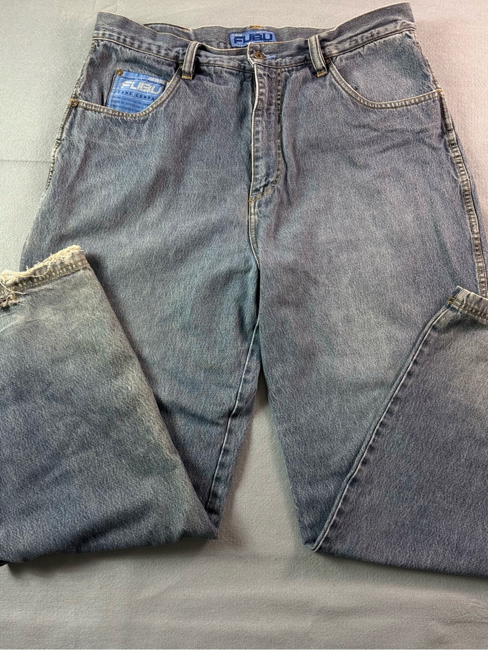 Vintage 90s Y2K FUBU Jeans Mens 38x34 Baggy Blue Denim Hip Hop Streetwear Rap